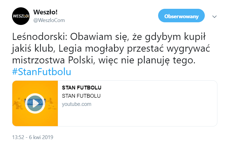 Mioduski chce aby Leśnodorski kupił klub? BYŁY PREZES LEGII ODPOWIADA